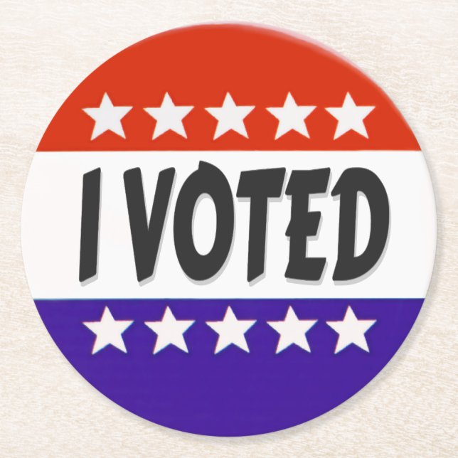 I Voted Round Paper Coaster (Front)