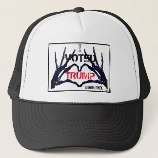 "I VOTED TRUMP" Skull Hands Him & Her Trucker Hat