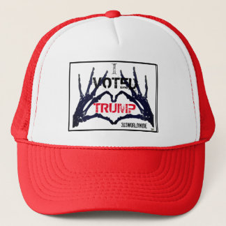 "I VOTED TRUMP" Skull Hands Him & Her Trucker Hat