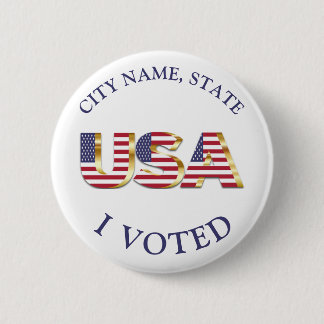 I Voted USA Golden Red Blue Election 2 Inch Round Button