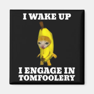 I Wake Up I Engage In Tomfoolery Cat Meme  Magnet