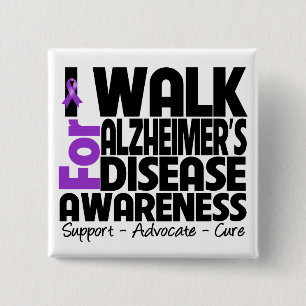 I Walk For Alzheimer's Disease Awareness 2 Inch Square Button