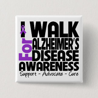I Walk For Alzheimer's Disease Awareness 2 Inch Square Button