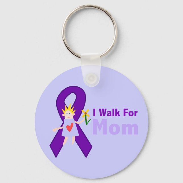 I Walk For Mom Alzheimer's Gift Keychain (Front)