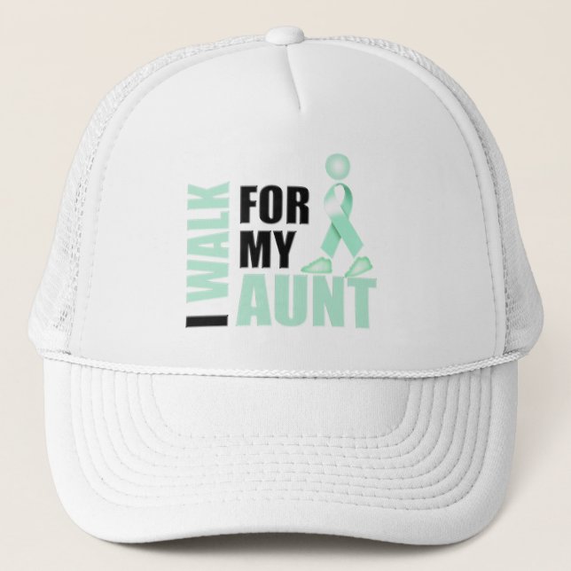 I Walk for my Aunt teal Trucker Hat (Front)