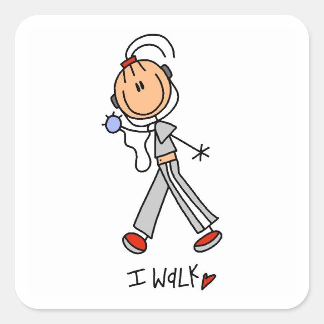 I Walk Square Sticker (Front)