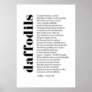 I wandered Lonely as a Cloud by William Wordsworth Poster