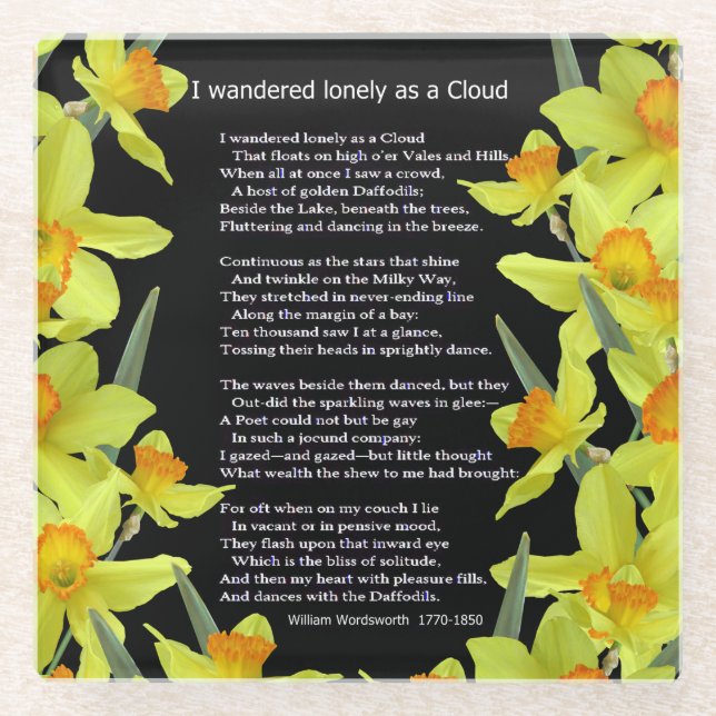 I WANDERED LONELY AS A CLOUD GLASS COASTER (Front)