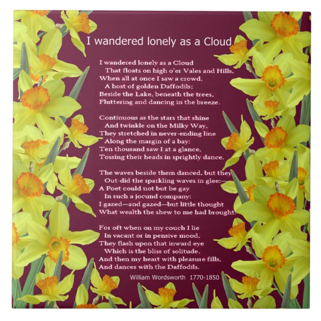 I WANDERED LONELY AS A CLOUD TILE (Front)