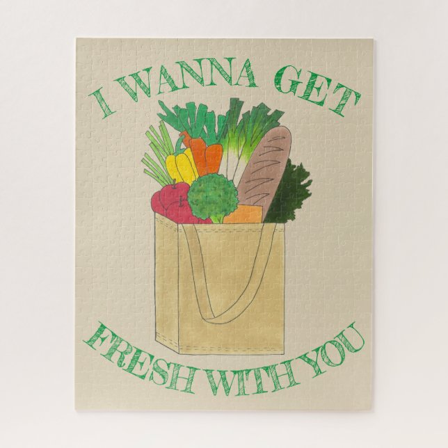 I Wanna Get Fresh With You Grocery Shopping Foodie Jigsaw Puzzle (Vertical)