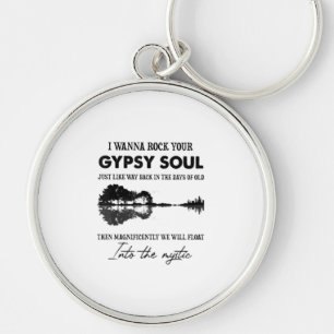 I Wanna Rock Your Gypsy Soul Hippie Guitar Keychain