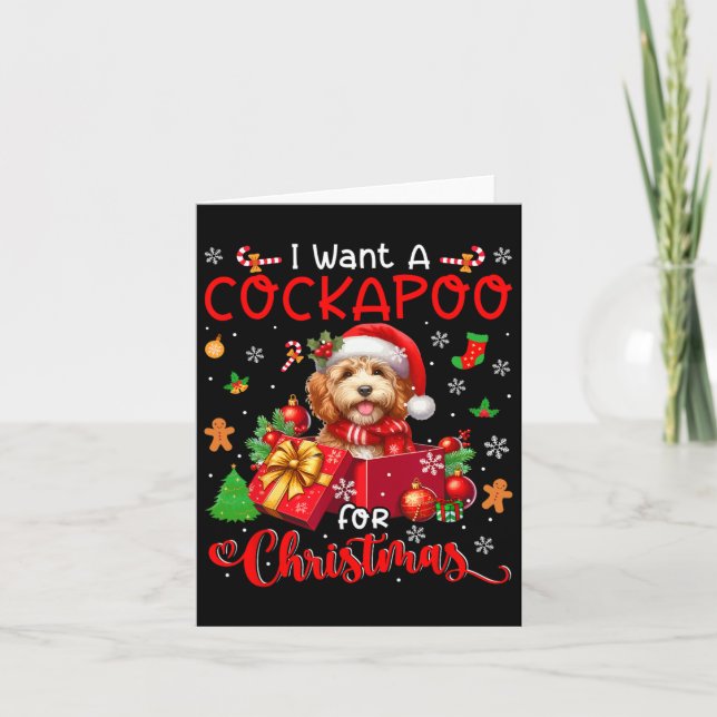 I Want A Apoo For Christmas Owner Santa Dog In Box Card (Front)