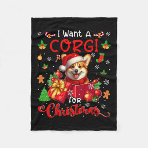 I Want A Corgi For Christmas Owner Santa Dog In Bo Fleece Blanket