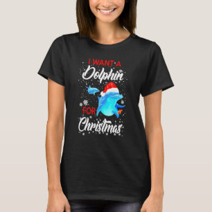 I Want A Dolphin Christmas Santa Fish Tee