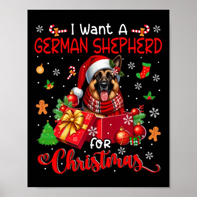I Want A German Shepherd For Christmas Santa Dog I Poster (Front)