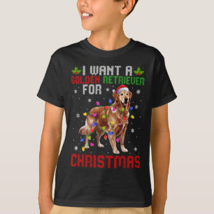 I Want A Golden Retriever For Christmas Santa Hat  T-Shirt