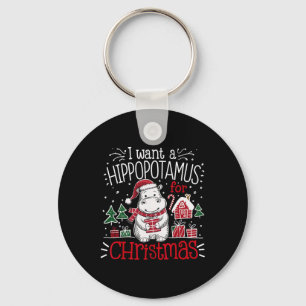 I Want A Hippopotamus Christmas Pyjamas Cute Hippo Keychain