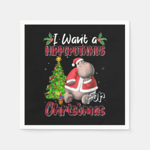 I Want A Hippopotamus For Christmas Hippo Buffalo  Napkin