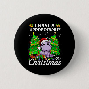 I Want A Hippopotamus For Christmas Lights Santa H 2 Inch Round Button