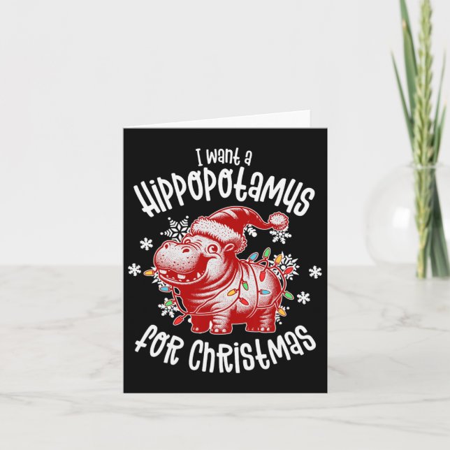 I Want A Hippopotamus For Christmas Lights Xmas Hi Card (Front)