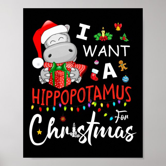 I Want A Hippopotamus For Christmas Pyjamas Santa  Poster (Front)