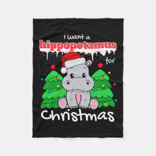 I Want A Hippopotamus For Christmas Santa Presents Fleece Blanket