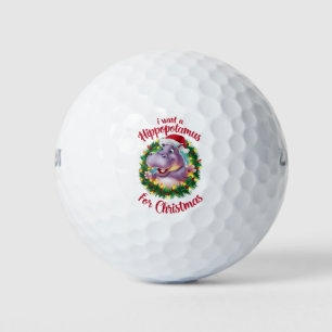 I Want A Hippopotamus For Christmas Xmas Hippo  Golf Balls