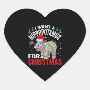 I Want A Hippopotamus For Christmas Xmas Hippo Heart Sticker