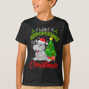 I Want A Hippopotamus For Christmas Xmas Hippo Kid T-Shirt