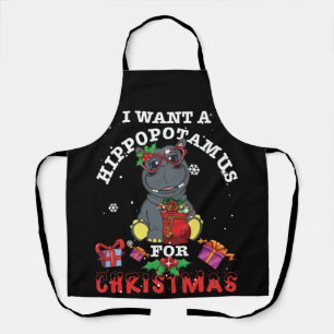 I Want A Hippopotamus For Christmas Xmas Hippos Apron