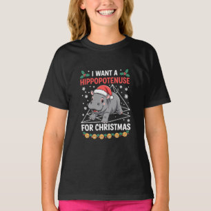 I Want A Hippopotenuse For Christmas Math Teacher T-Shirt
