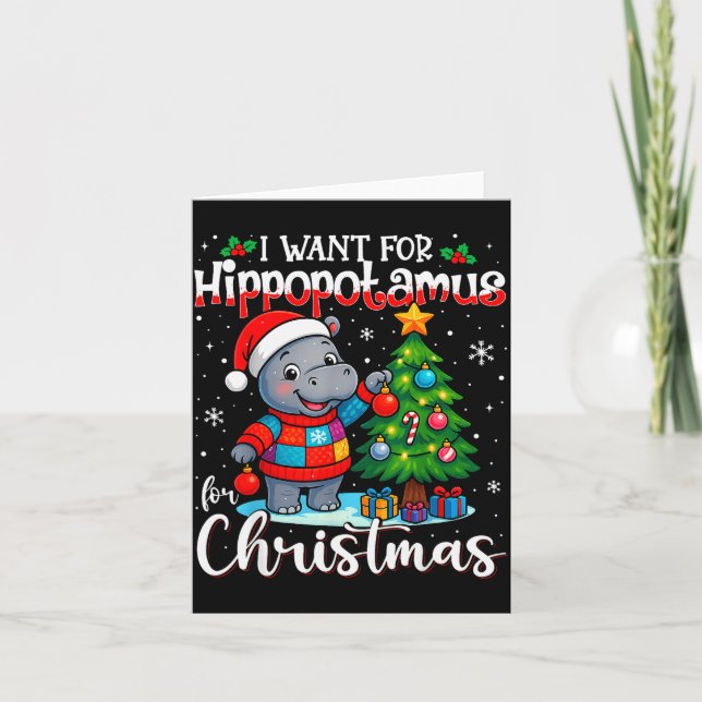 I Want A Hiptamus Christmas Hip Lover Xmas Pajamas Card (Front)
