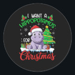 I Want A Hiptamus For Christmas Xmas Hip Lover Fun Classic Round Sticker<br><div class="desc">I Want A Hiptamus For Christmas Xmas Hip Lover Funny</div>