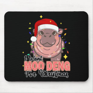 I Want A Moo Deng For Christmas Lights Hippopotamu Mouse Pad