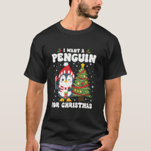 I Want A Penguin For Christmas Christmas Pajama Pe T-Shirt