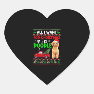 I Want A Poodle For Christmas Ugly Sweater Dog Xma Heart Sticker
