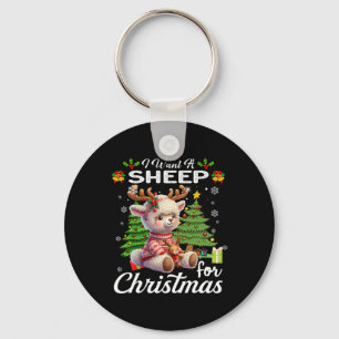I Want A Sheep For Christmas Cute Gifts Xmas Costu Keychain