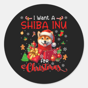 I Want A Shiba Inu For Christmas Owner Santa Dog I Classic Round Sticker