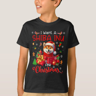 I Want A Shiba Inu For Christmas Owner Santa Dog I T-Shirt
