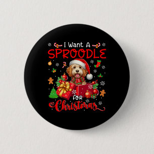 I Want A Sproodle For Christmas Owner Santa Dog In 2 Inch Round Button
