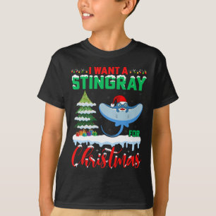 I Want A Stingray For Christmas Snow Xmas Tree Sti T-Shirt