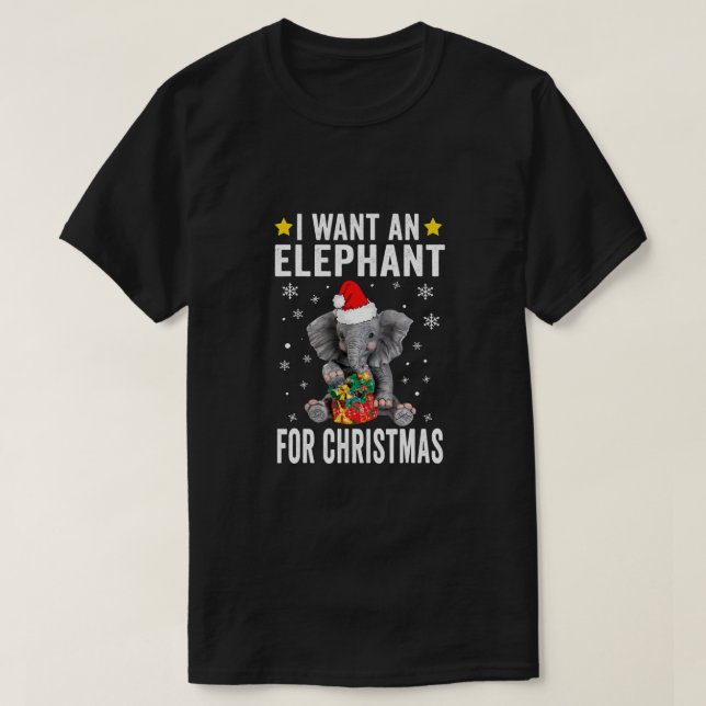 I Want An Elephant For Christmas Elephant Pyjamas  T-Shirt (Design Front)