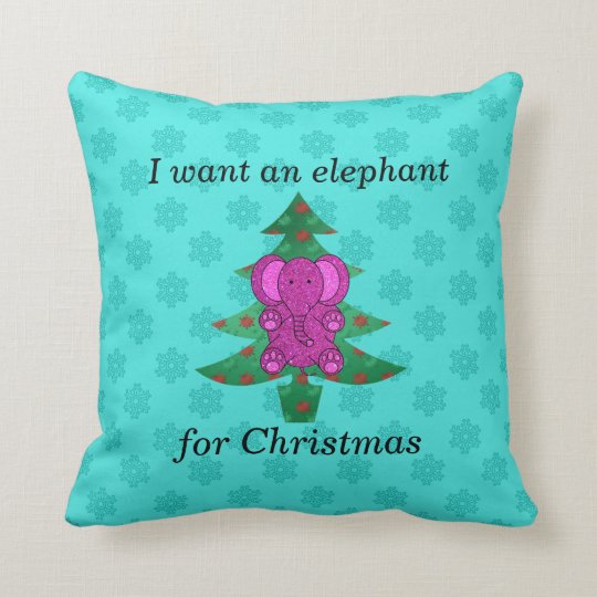 I want an elephant for christmas purple glitter throw pillow