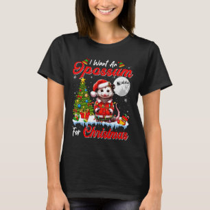I Want An Opossum For Christmas Cute Santa Sungles T-Shirt