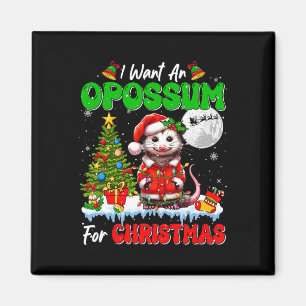 I Want An Opossum For Christmas Santa Sungles Flor Magnet