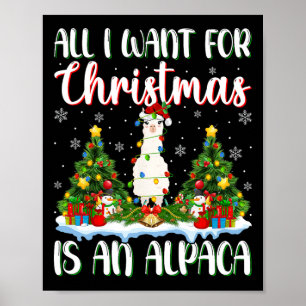I Want For Christmas Is A Alpaca Xmas Tree Lights Poster