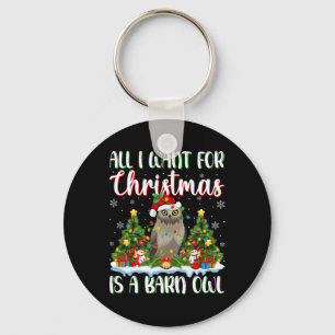 I Want For Christmas Is A Barn Owl Bird Xmas Tree Keychain