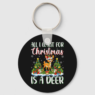 I Want For Christmas Is A Deer Xmas Tree Lights Keychain