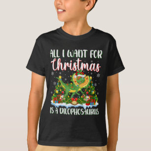I Want For Christmas Is A Dilophosaurus Xmas Tree  T-Shirt