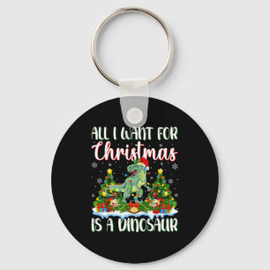 I Want For Christmas Is A Dinosaur Xmas Tree Light Keychain